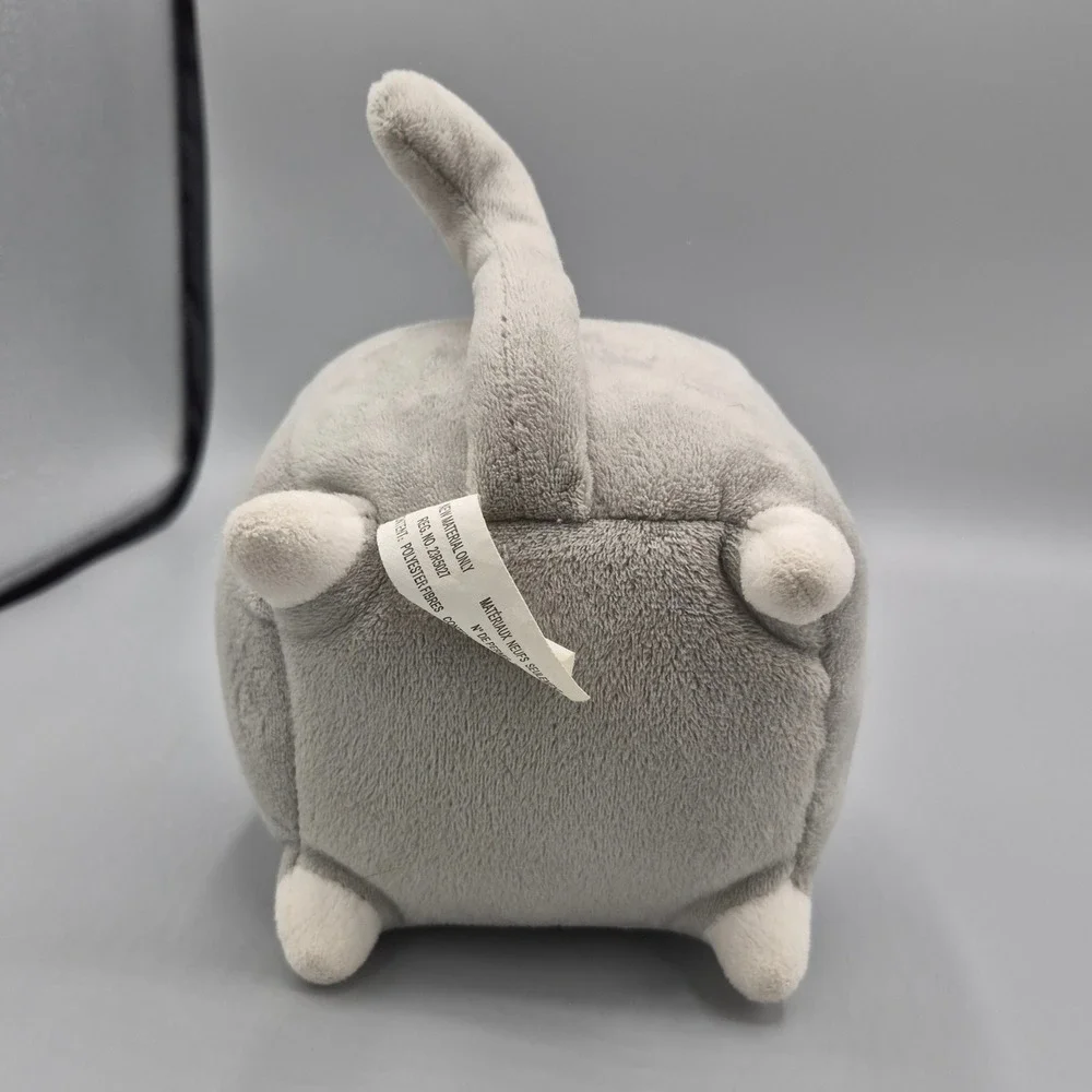 American Greetings Gray Cat Cube Plush Stuffed Animal Square Kitten Toy White